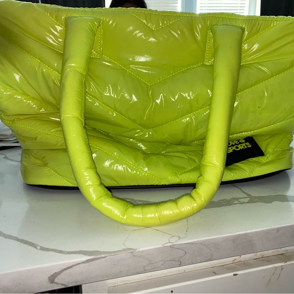 love and sports Handbags - Vibrant Neon Green Quilted Tote Bag